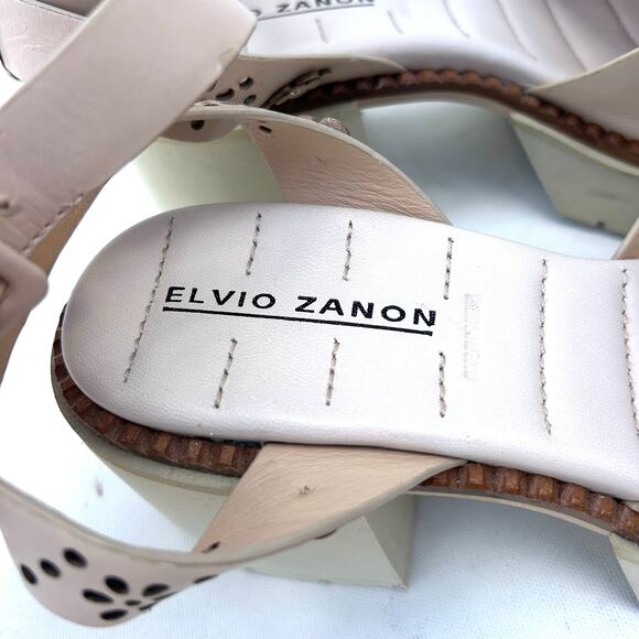 Anthropologie Elvio Zanon Perforated Chunky Sandals Pink 37 Size 7 Heels - Picture 5 of 12